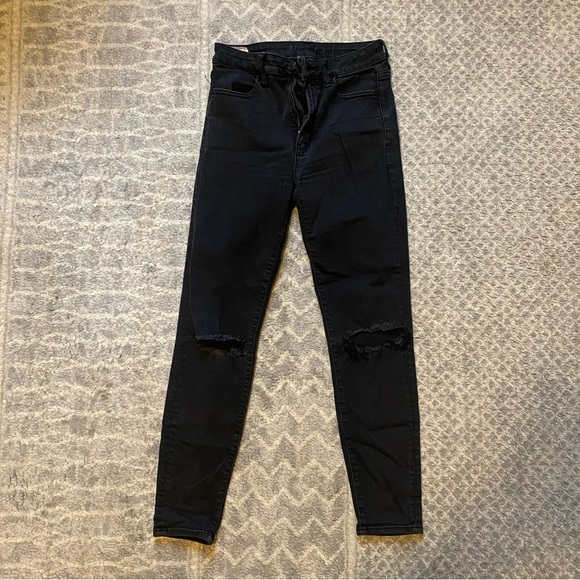 American Eagle Denim - American Eagle Black Distressed Skinny Jeans 4S